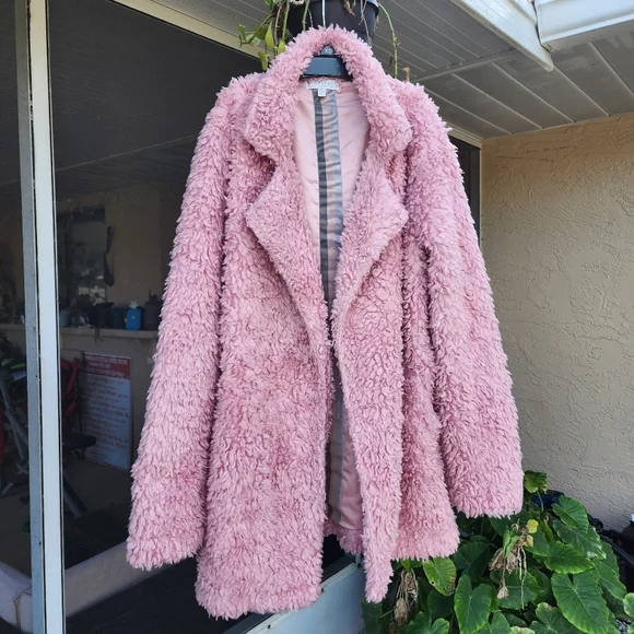 P.J. Salvage Pink Faux Fur Coat-oversized Small - Picture 3 of 16